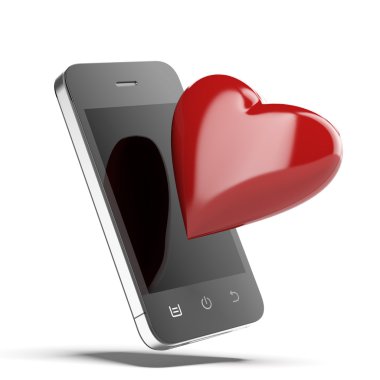 telefon ile kırmızı kalp