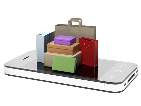 Phone with shopping stuff — Stock Photo, Image