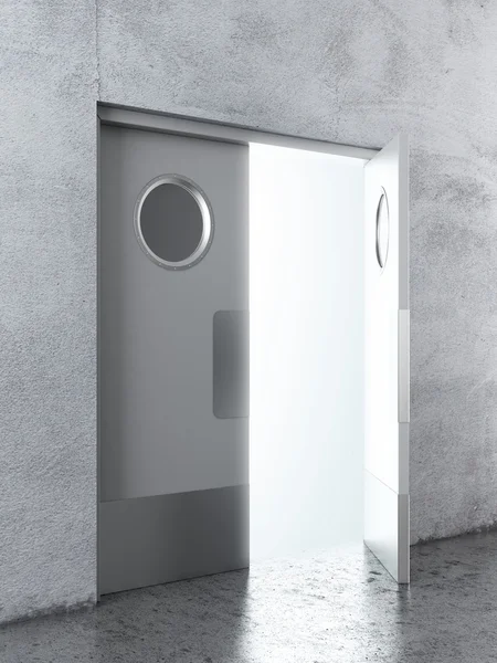 Відкриті білі гойдалки двері — стокове фото