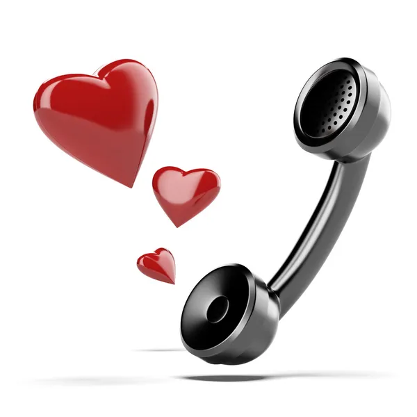 Handset with love heart — Stock Photo, Image