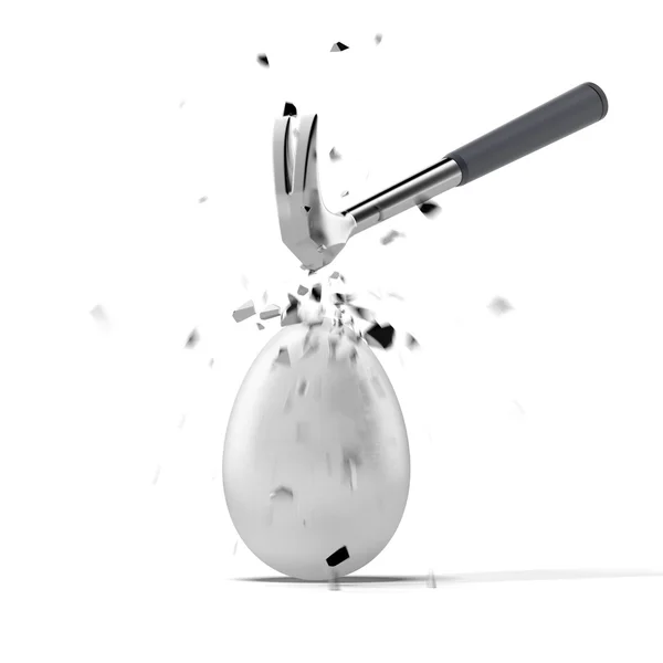 Uovo con martello — Foto Stock