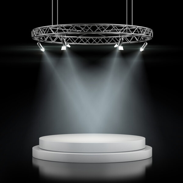 Пустая сцена в точечных светильниках
