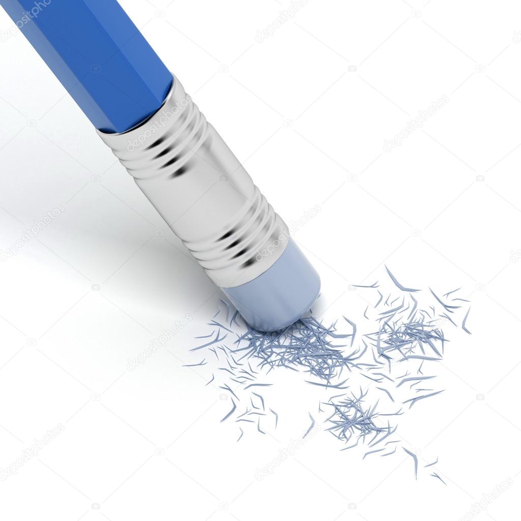 Blue pencil eraser