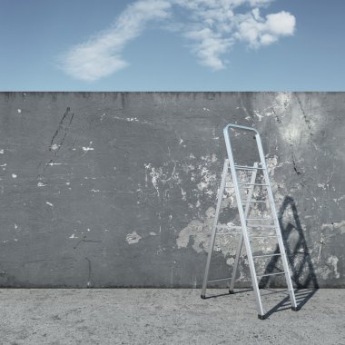 Stepladder with wall in front of sky clipart