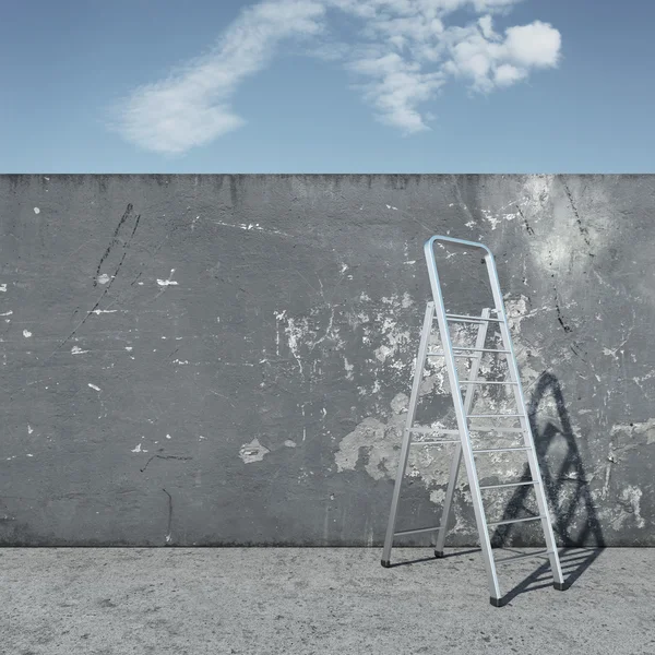 Stepladder with wall in front of sky — Stock Photo, Image