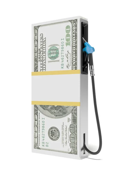 Posto de gasolina como pilha de dólares — Fotografia de Stock