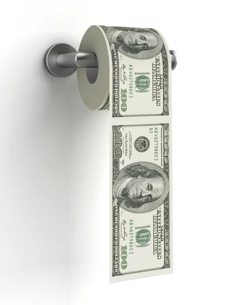 Dollars as toilet paper — Stock Photo, Image