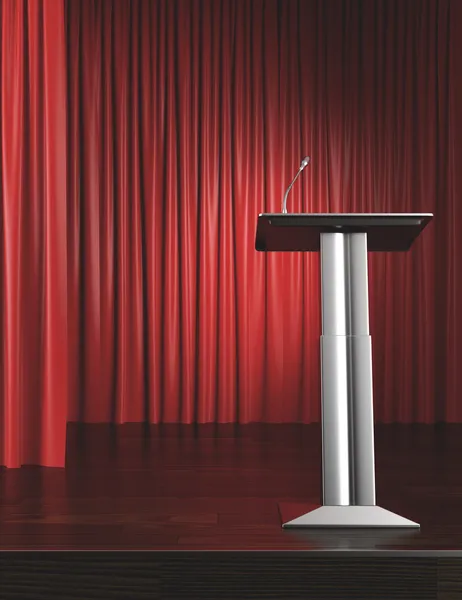 Podium and red curtain — Stock Photo, Image