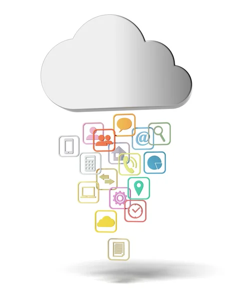 Cloud Computing mit Symbolen — Stockfoto