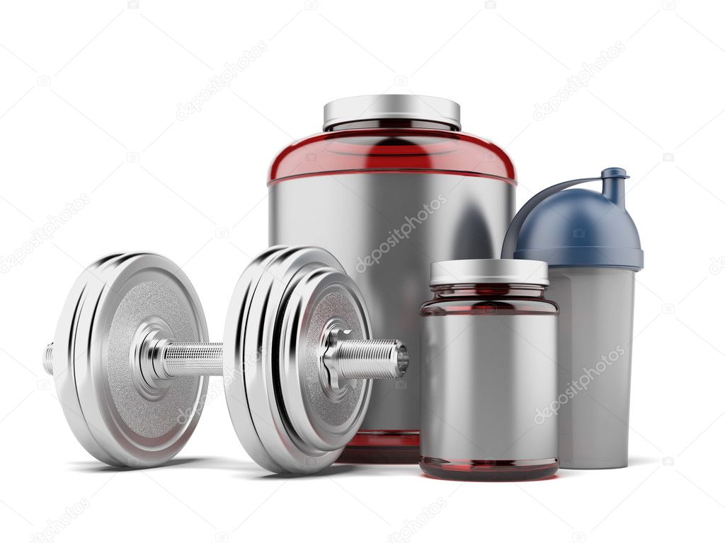 Whey protein and dumbell