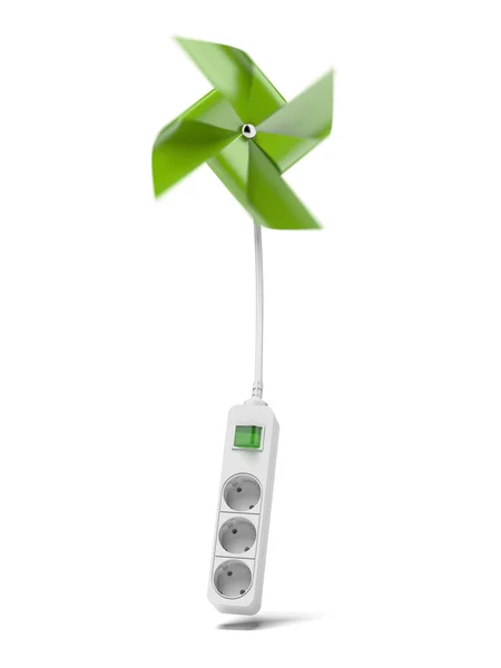 Green pinwheel and energy plug — Stock Photo, Image