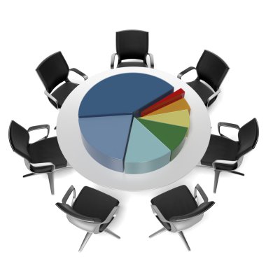 Table with pie chart clipart