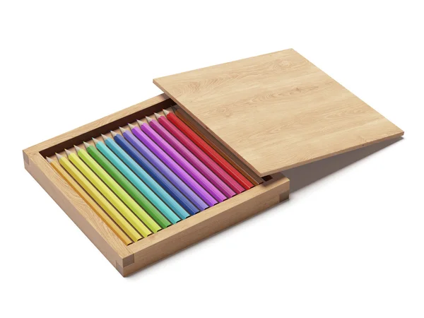 鉛筆と木製の箱 — ストック写真