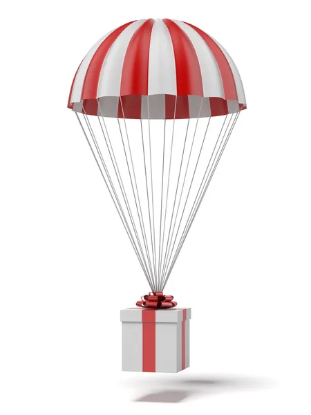 Parachute met een cadeau — Stockfoto