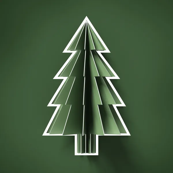 Green Cut paper christmas tree — Stock Photo, Image