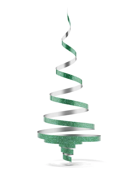 Christmas tree from green ribbon tape — Stock Photo, Image