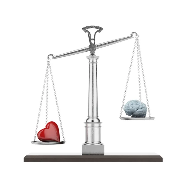 Scales with brain and heart — Stock Photo, Image