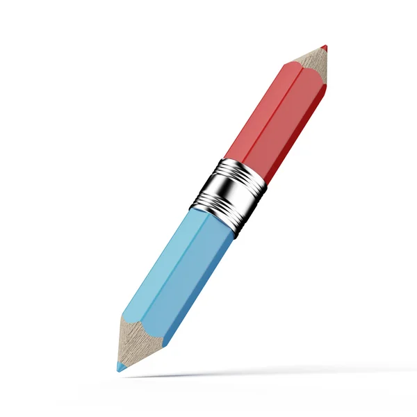 Blå och röd dubbel färg penna — Stockfoto
