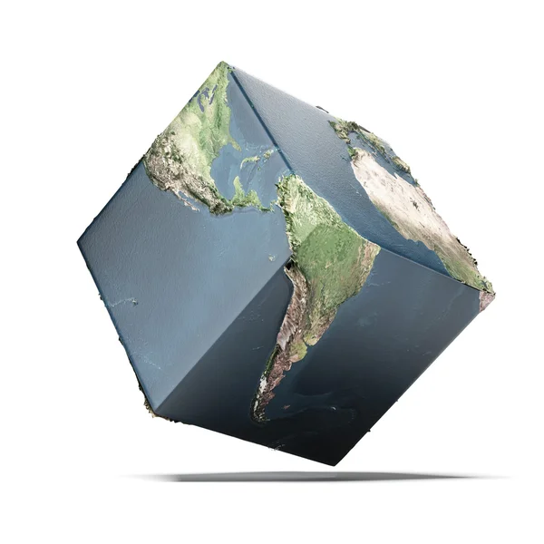 Aarde kubus (zeer gedetailleerd beeld met inbegrip van elementen ingericht door nasa) — Stockfoto