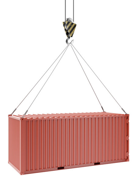 Crane and red container