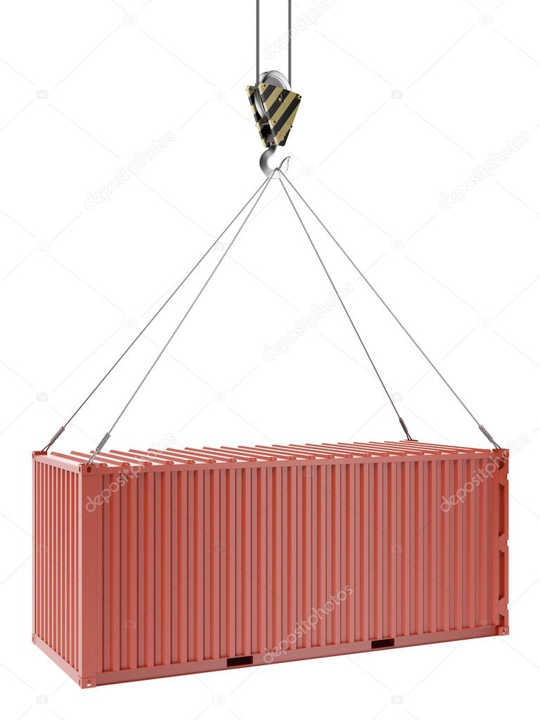 Crane and red container