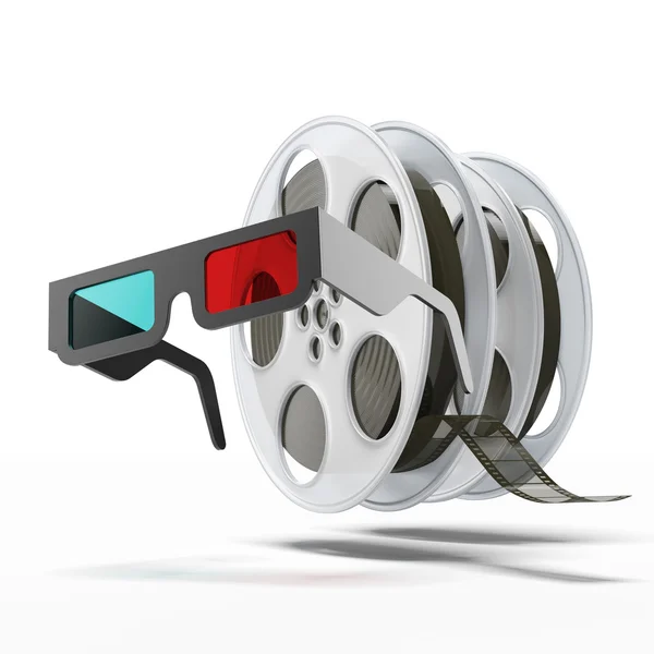 Stereo glasses and film reel — Stock Photo, Image