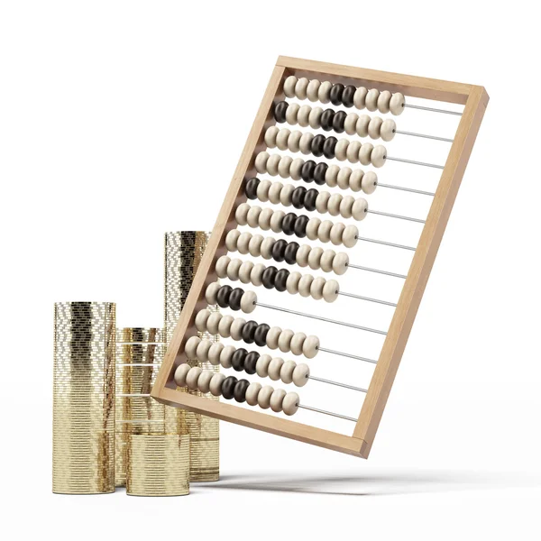 Paralar ile ahşap abacus — Stok fotoğraf