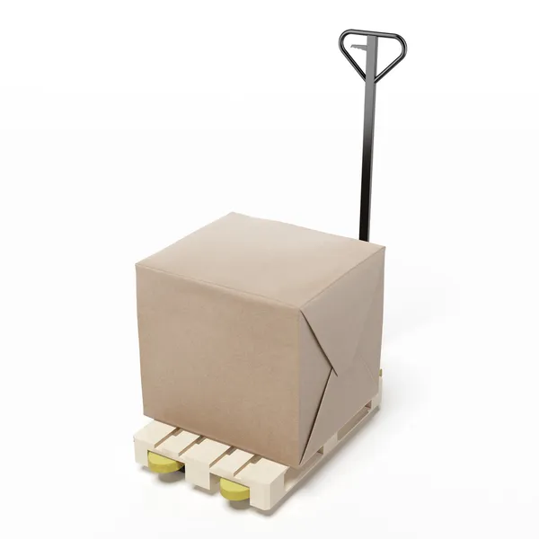 Kartonnen doos op een pallet — Stockfoto
