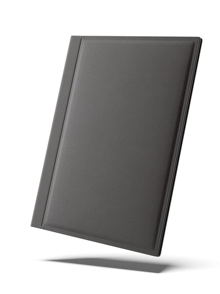 Black leather folder isolated on a white background. 3d render