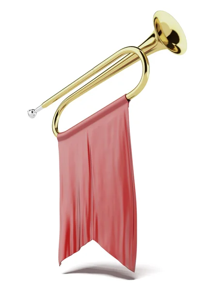 Trumpet with a red flag — Stock Photo, Image