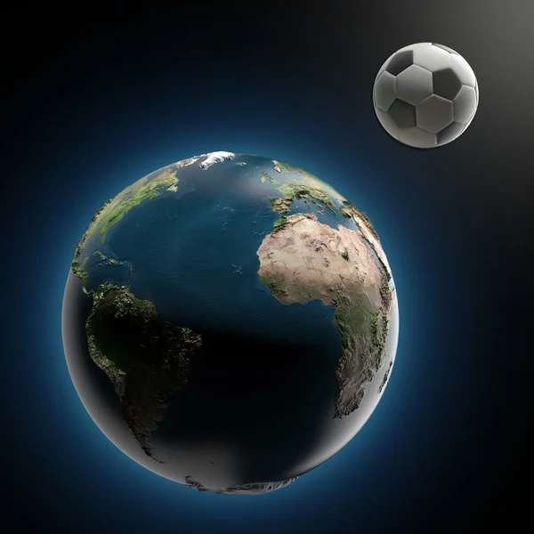 Earth and soccer ball(elements furnished by NASA) — Stock Photo, Image