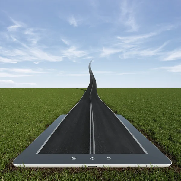 Road to the sky from tablet pc — Stock Photo, Image