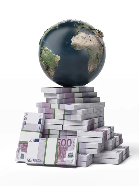 Erde auf einem Haufen Euros — Stockfoto