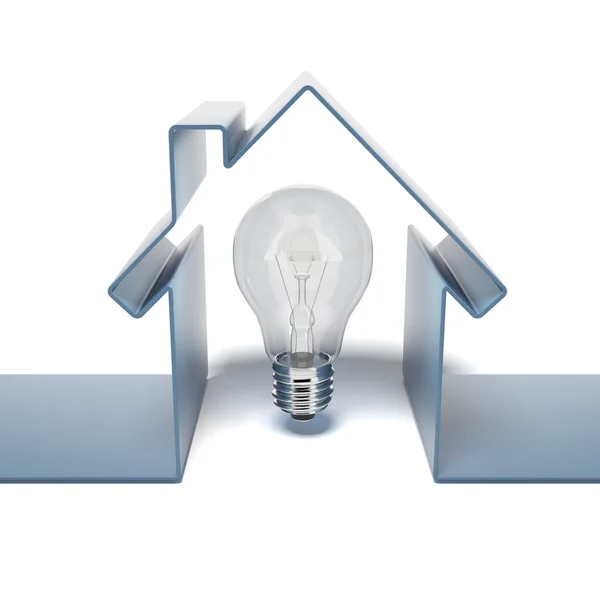 Home icon with bulb — Stock Photo, Image