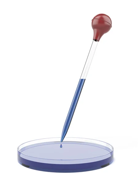 Pipette und Chemieschale Stockfoto