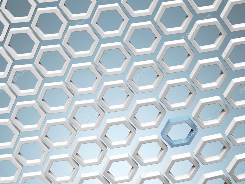 White honey combs whith blue hexagon