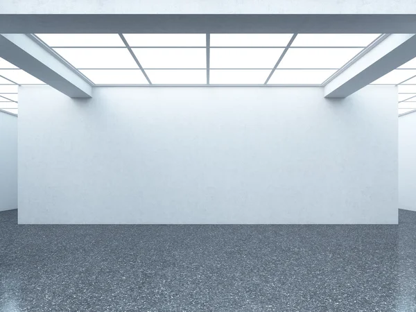 Luminoso interior de la galería vacía con pared blanca — Foto de Stock