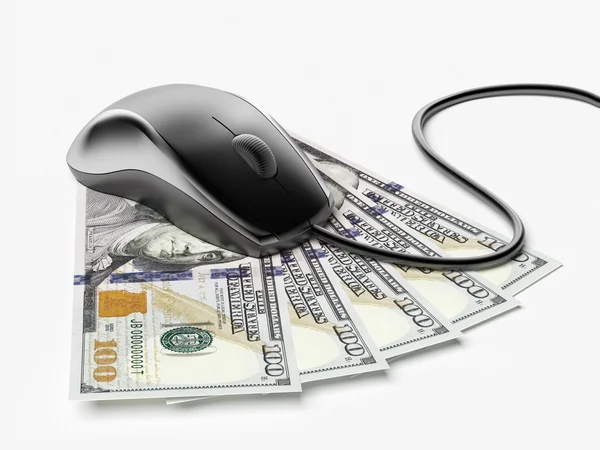 Mouse with dollars bills — Stock Photo, Image