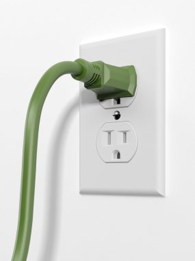 Green us style plug with socket