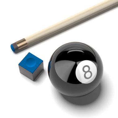Ball with cue and chalk clipart