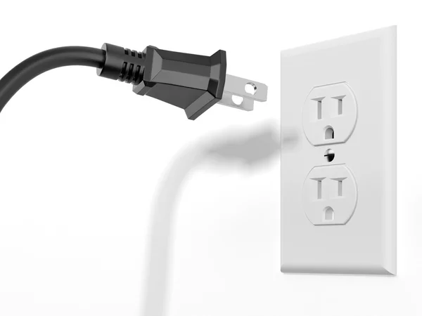 Zwarte plug en witte aansluiting — Stockfoto