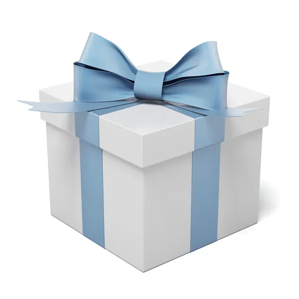 Geschenk mit blauer Schleife — Stockfoto