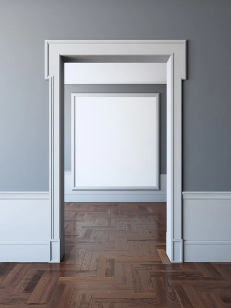 Doorway to empty room with frame — Stock Photo, Image