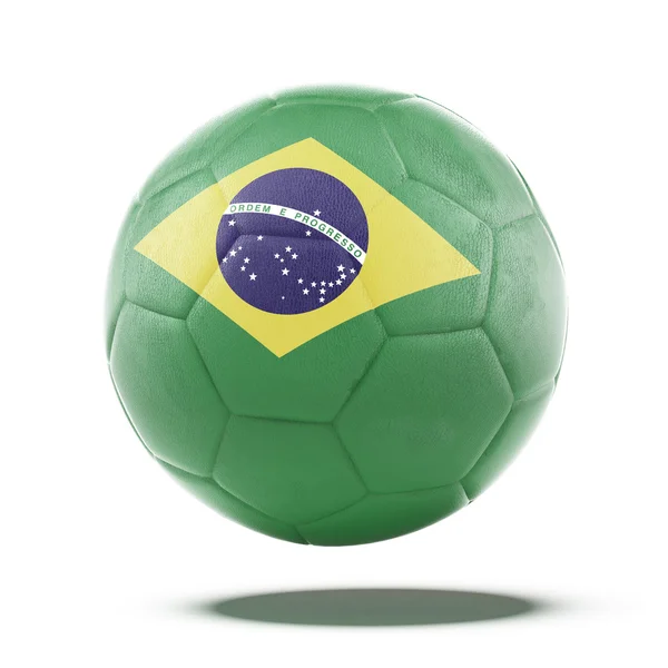 Bola de futebol com bandeira brasileira — Fotografia de Stock