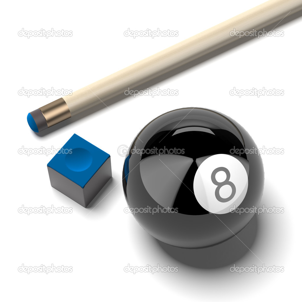 Ball with cue and chalk