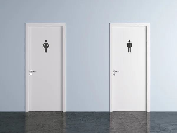 男性和女性性别的厕所门 — 图库照片