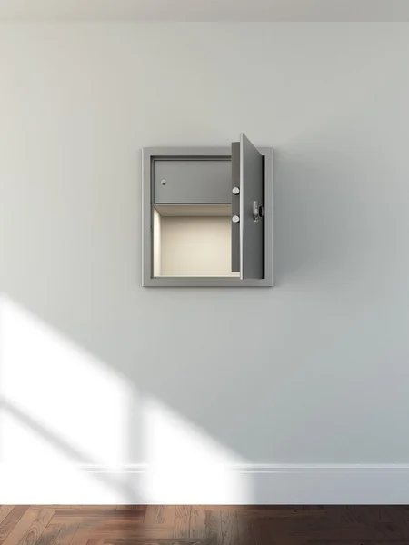 Coffre-fort en métal vide dans une pièce lumineuse — Photo
