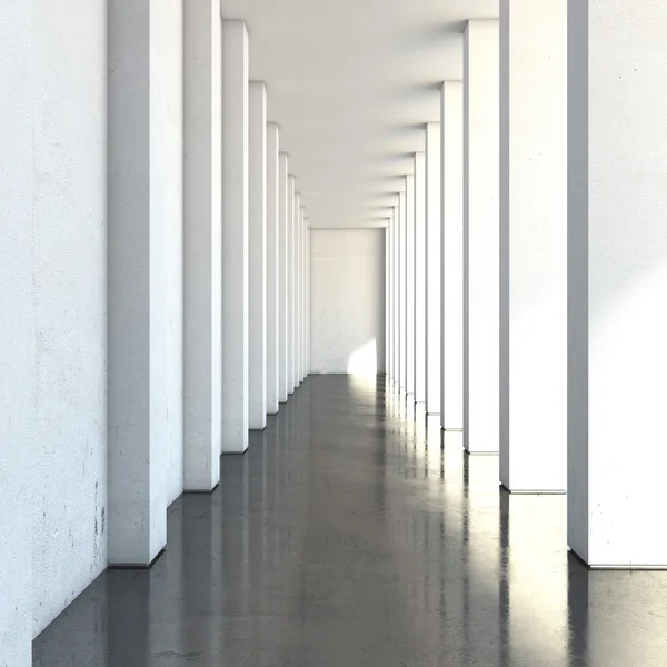大規模な列を持つ空の長い廊下 — ストック写真