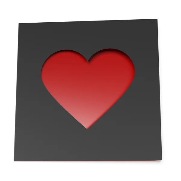 Black card with cut out heart — Stock Photo, Image