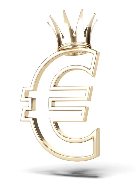 Golden euro currency with crown — Stock Photo, Image